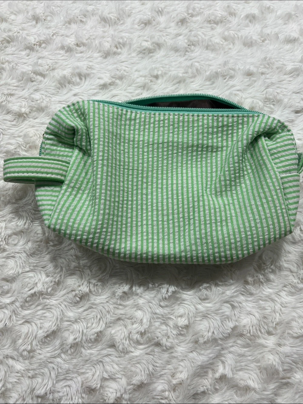 Green Striped Initial J Toiletry Pouch Makeup Bag Cosmetic Bag